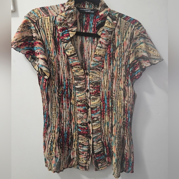 Lifestyle attitude by Larry Levine multicolored top sz. L - Picture 2 of 11